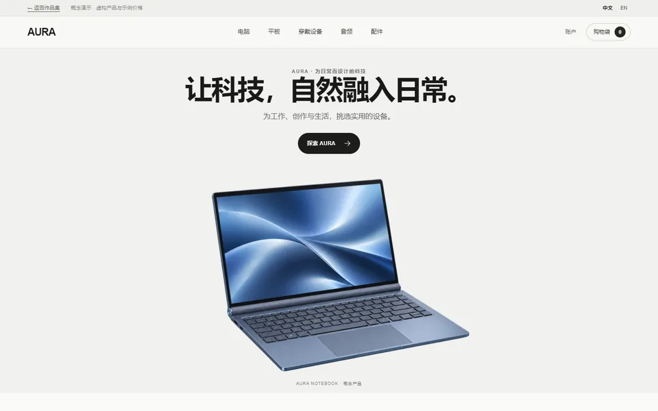 AURA 科技生活网店概念网站